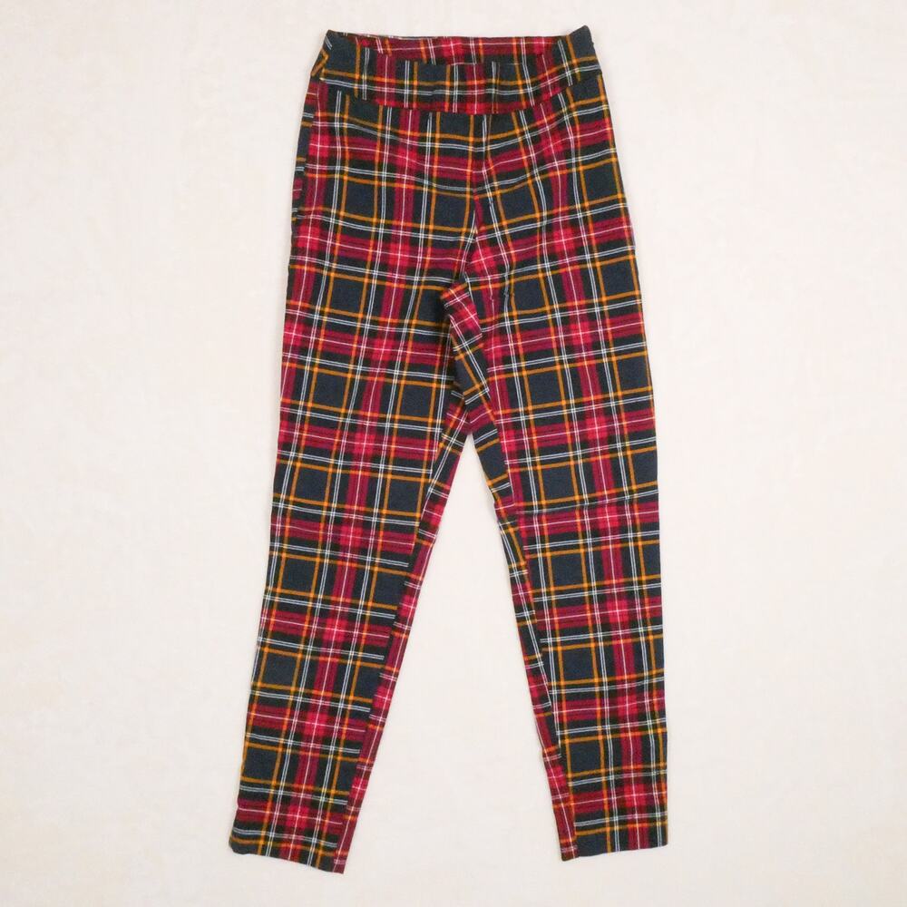 Time & Tru Red Plaid Skinny Ankle Pants Size 6 Side Zip Preppy Punk Stretch 90s